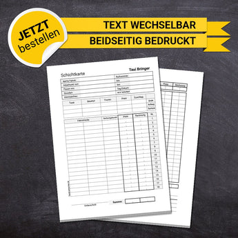 Schichtblock Taxi DIN A5 Hochformat zweiseitig (Vorderseite)