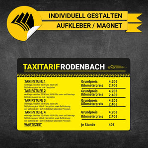Taxitarif-Schild - Frederick