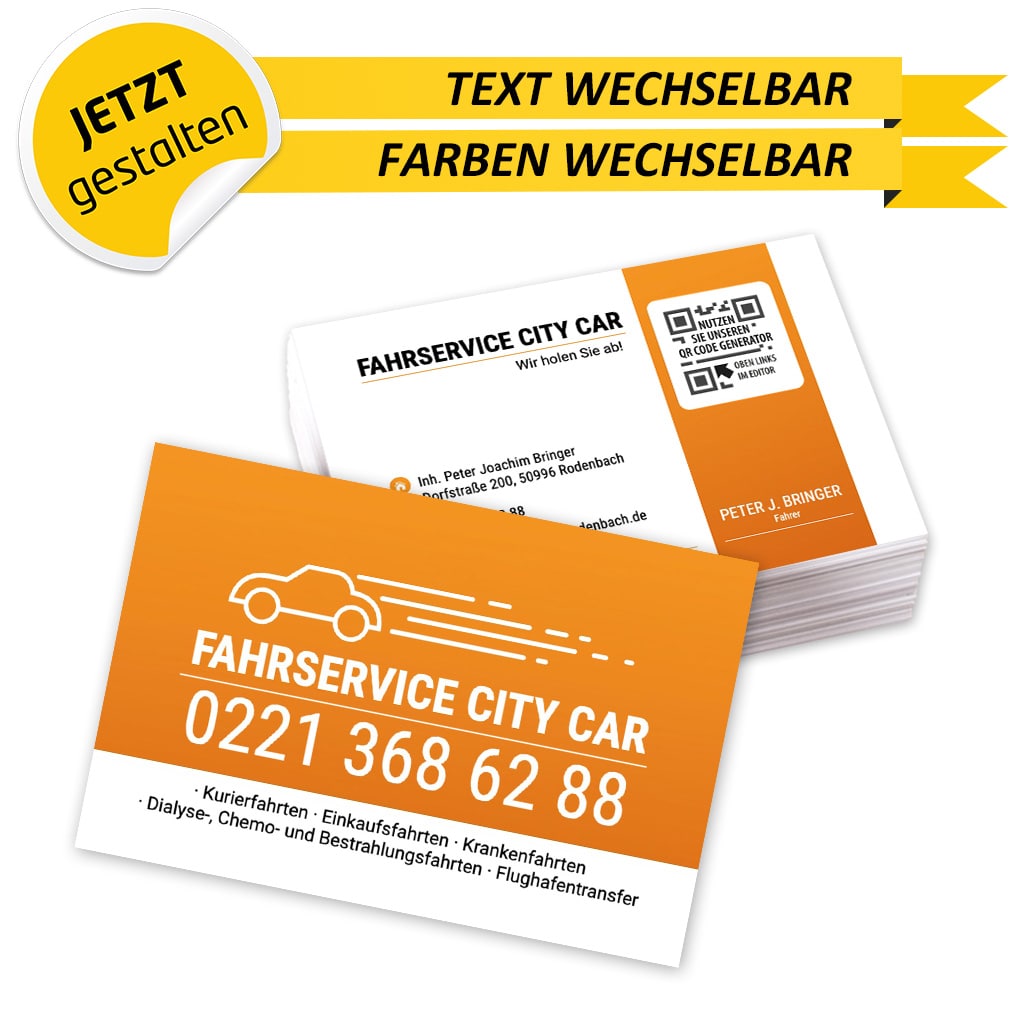 Visitenkarten Mietwagen - Armin (Rückseite)