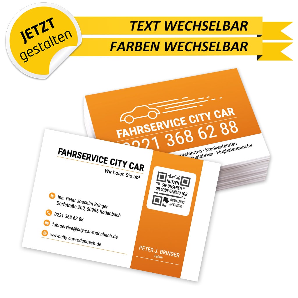 Visitenkarten Mietwagen - Armin (Vorderseite)