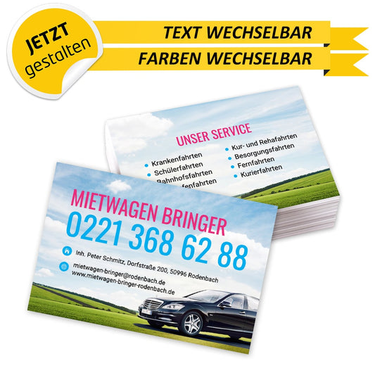 Visitenkarten Mietwagen - Heidi (Vorderseite)