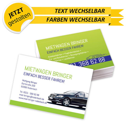 Visitenkarten Mietwagen - Wolfgang (Vorderseite)