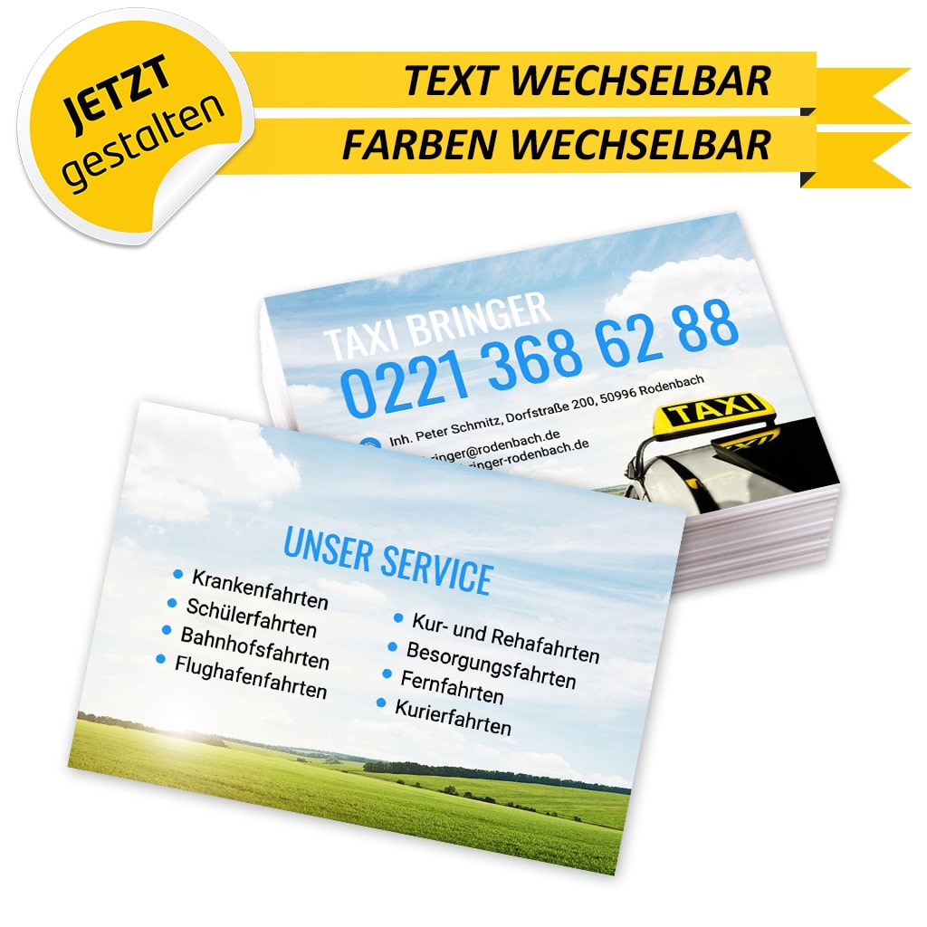 Visitenkarten Taxi - Heidi (Rückseite)
