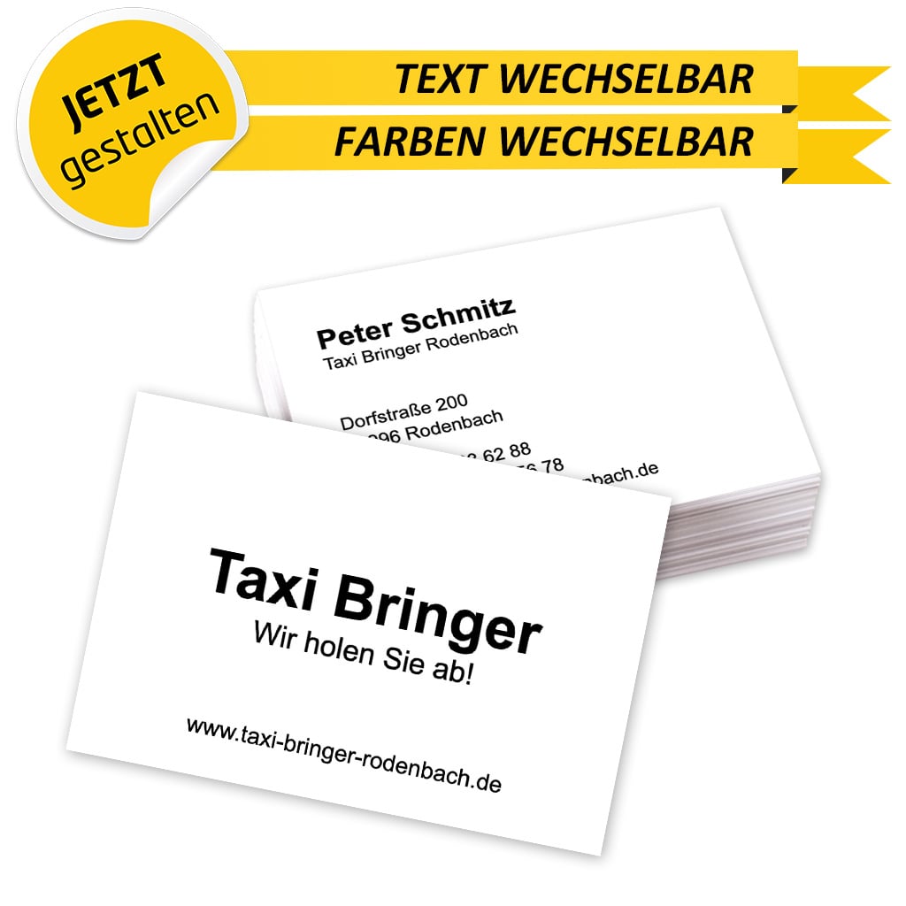 Visitenkarten Taxi - Roberto (Rückseite)