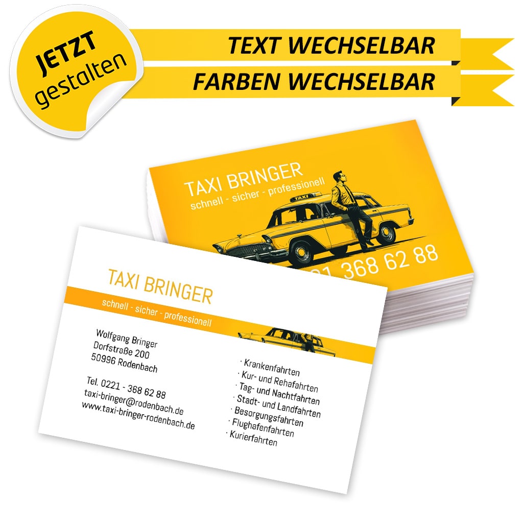 Visitenkarten Taxi - Sebastian (Vorderseite)