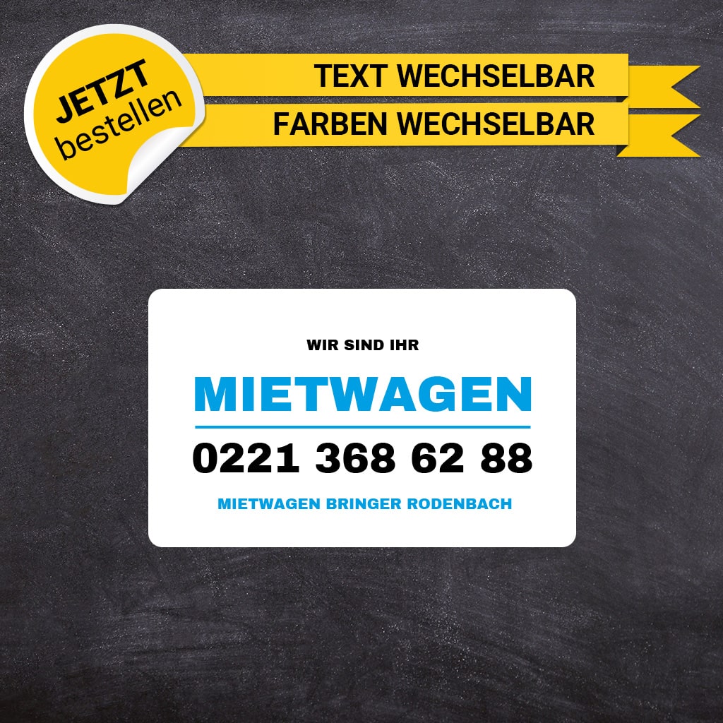 Werbeschild Mietwagen Klein - Mario