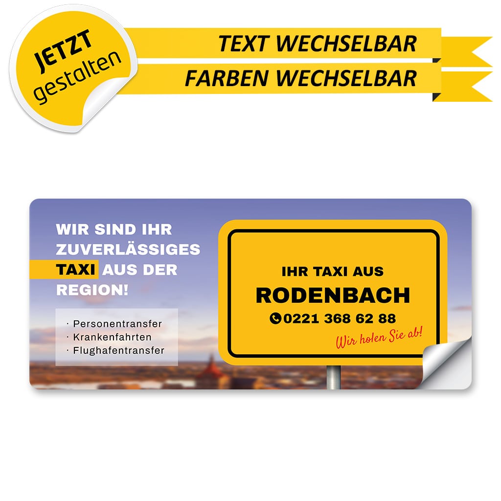 Werbeschild Taxi Groß - Bernd
