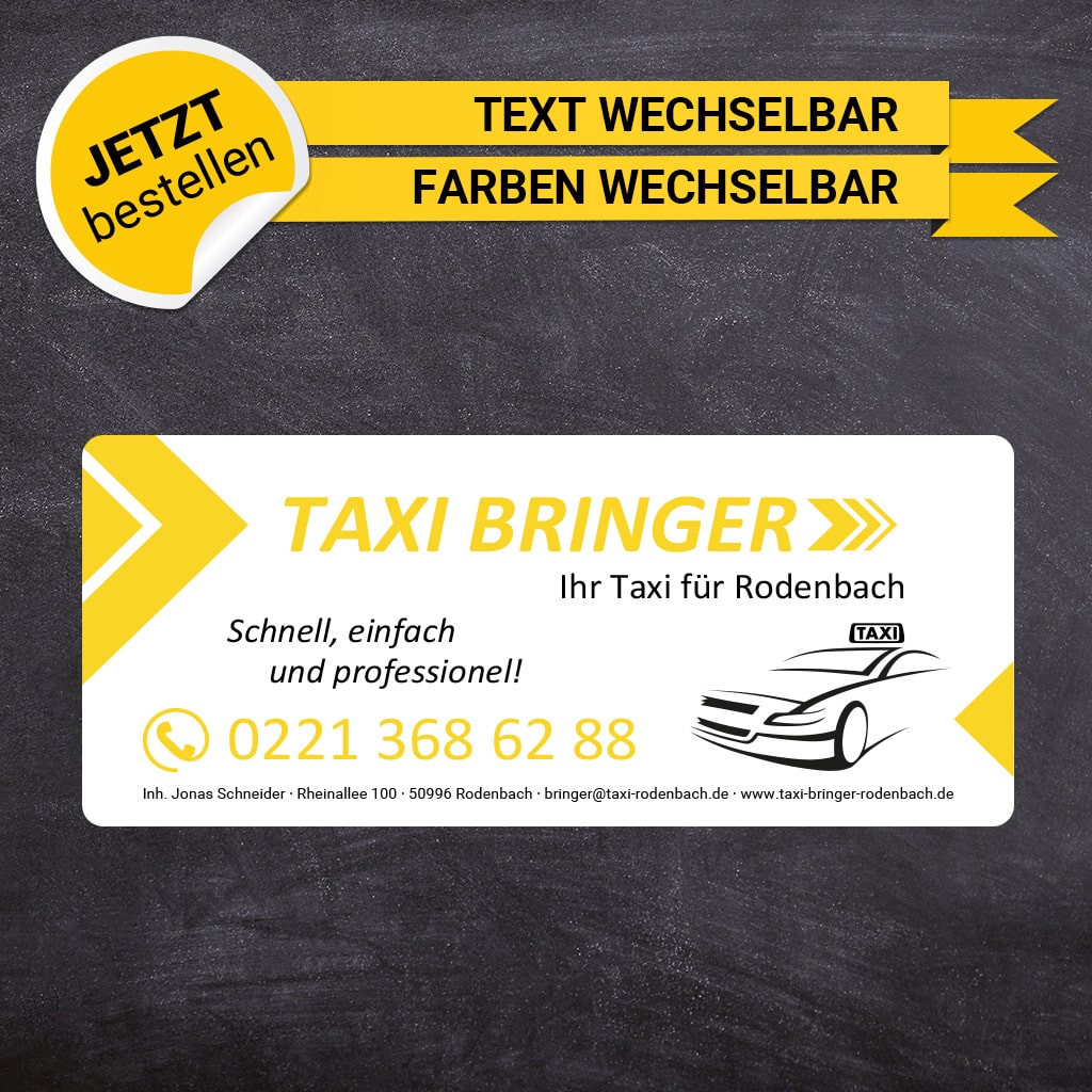 Werbeschild Taxi Groß - Jonas